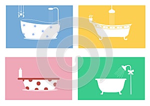 Group of bathtubs,Vector illustrations photo