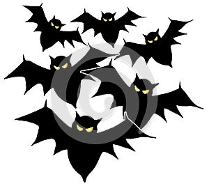 A Group of Bats Flying in For a Halloween Fright