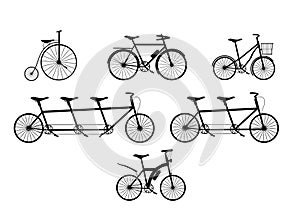 Group of Bicycle silhouettes,Vector illustrations