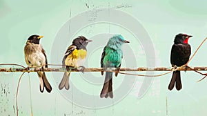 Group of Birds Perched on Wire