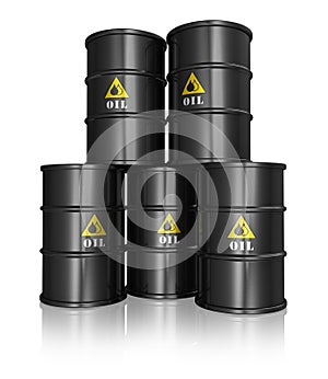 Group of black oil barrels