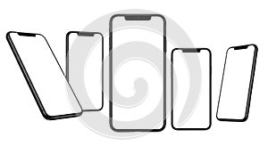 Group of Black Smartphones Displayed in Various Angles