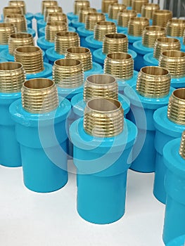 Group of Blue PVC, Straight joint, external thread