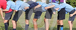 group of boys scout playing at leapfrog