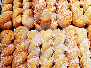 Group of Bread with sugar stacked background photo