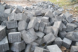 Group of bricks gray square construction materials