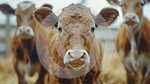 Group of Brown Cows Standing Together