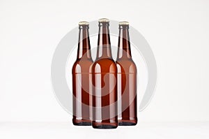 Group brown longneck beer bottles 500ml mock up.