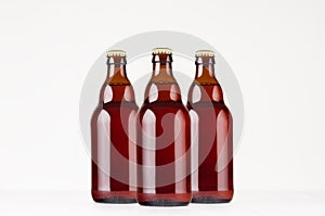 Group brown steinie belgian beer bottles 330ml mock up.