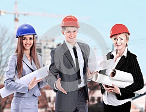 Group of builders workers