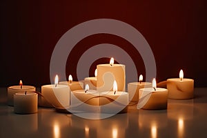 Group of burning candles for meditation AI generated