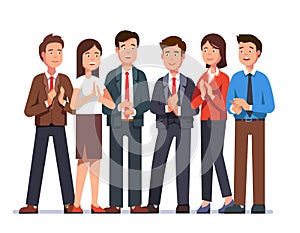 Group of business man and woman clapping hands