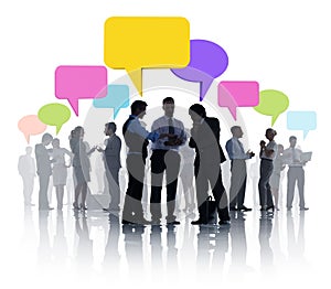 Group of Business Meeting With Speech Bubbles