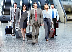 Group of business people in airport.