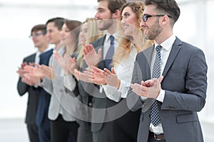 Group of business people applauding isolated