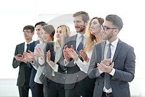 Group of business people applauding isolated