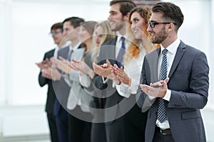 Group of business people applauding isolated