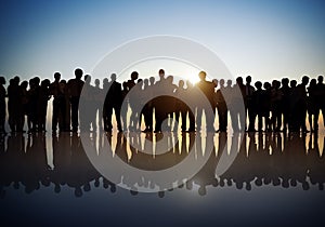 Group of Business People in Back Lit