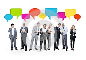 Group of Business People Communications with Speech Bubbles