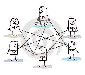 Group of business people connected by lines