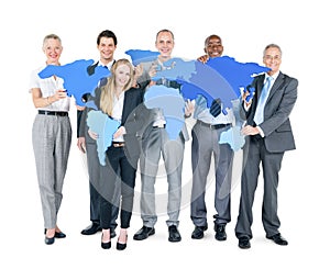 Group of Business People with continents