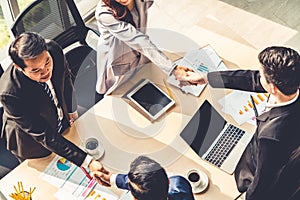 Group business people handshake at meeting table