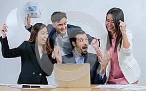 Group of business people happy with their success on their projects