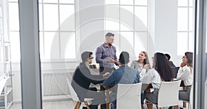 Group of business people having brainstorm meeting