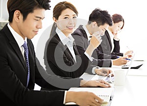 Group of business people having meeting together