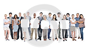 Group of Business People Holding Blank Board