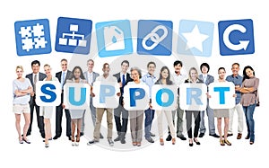 Group Of Business People Holding Support