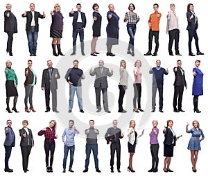 group of business people holding thumb up isolated