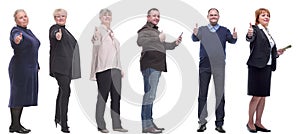 group of business people holding thumb up isolated