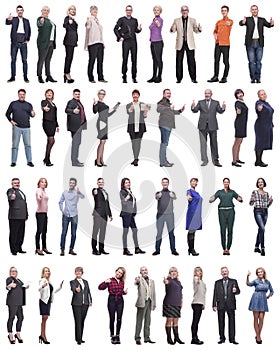 group of business people holding thumb up isolated