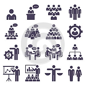 Group of business people icons set.