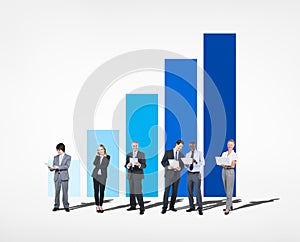 Group of Business People with Increasing Graph