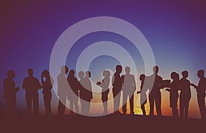 Group Business People Interaction Silhouette Concept