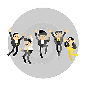 Group of business people jumping with joy