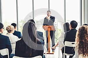 Group of business people meeting in a seminar conference