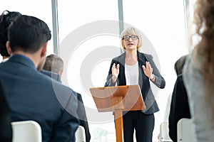 Group of business people meeting in a seminar conference