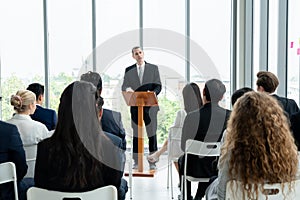 Group of business people meeting in a seminar conference