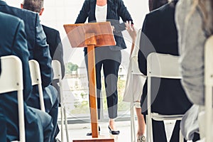 Group of business people meeting in a seminar conference