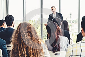 Group of business people meeting in a seminar conference