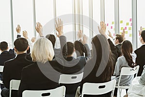 Group of business people meeting in a seminar conference