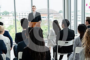 Group of business people meeting in a seminar conference