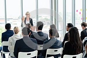 Group of business people meeting in a seminar conference