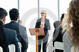 Group of business people meeting in a seminar conference