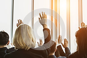 Group of business people meeting in a seminar conference