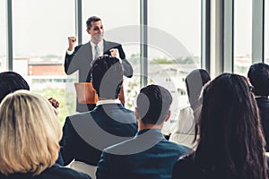 Group of business people meeting in a seminar conference