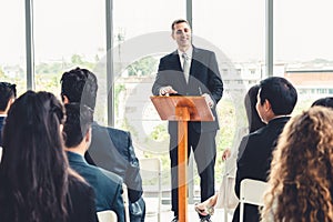 Group of business people meeting in a seminar conference